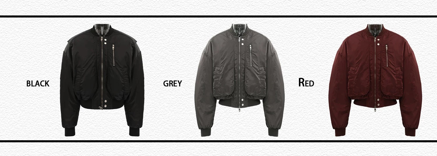 Men’s Cropped Bomber Puffer Jacket – American High Street Short Cotton Outerwear T0071