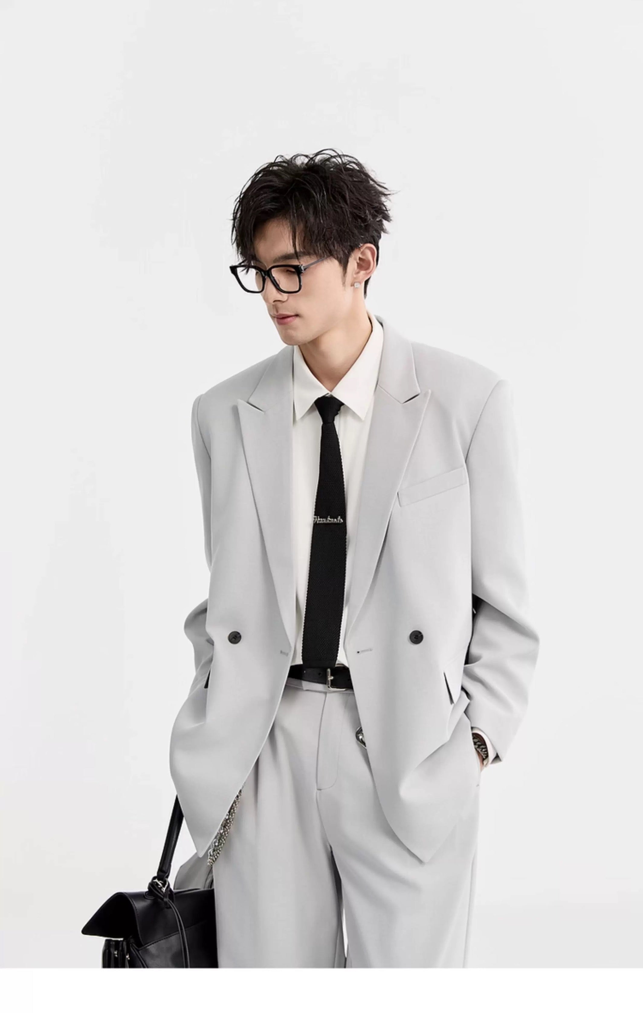 Blazer de lana Tencel Premium - Chaqueta informal de gran tamaño y botonadura sencilla para hombre, para todas las estaciones, T0045