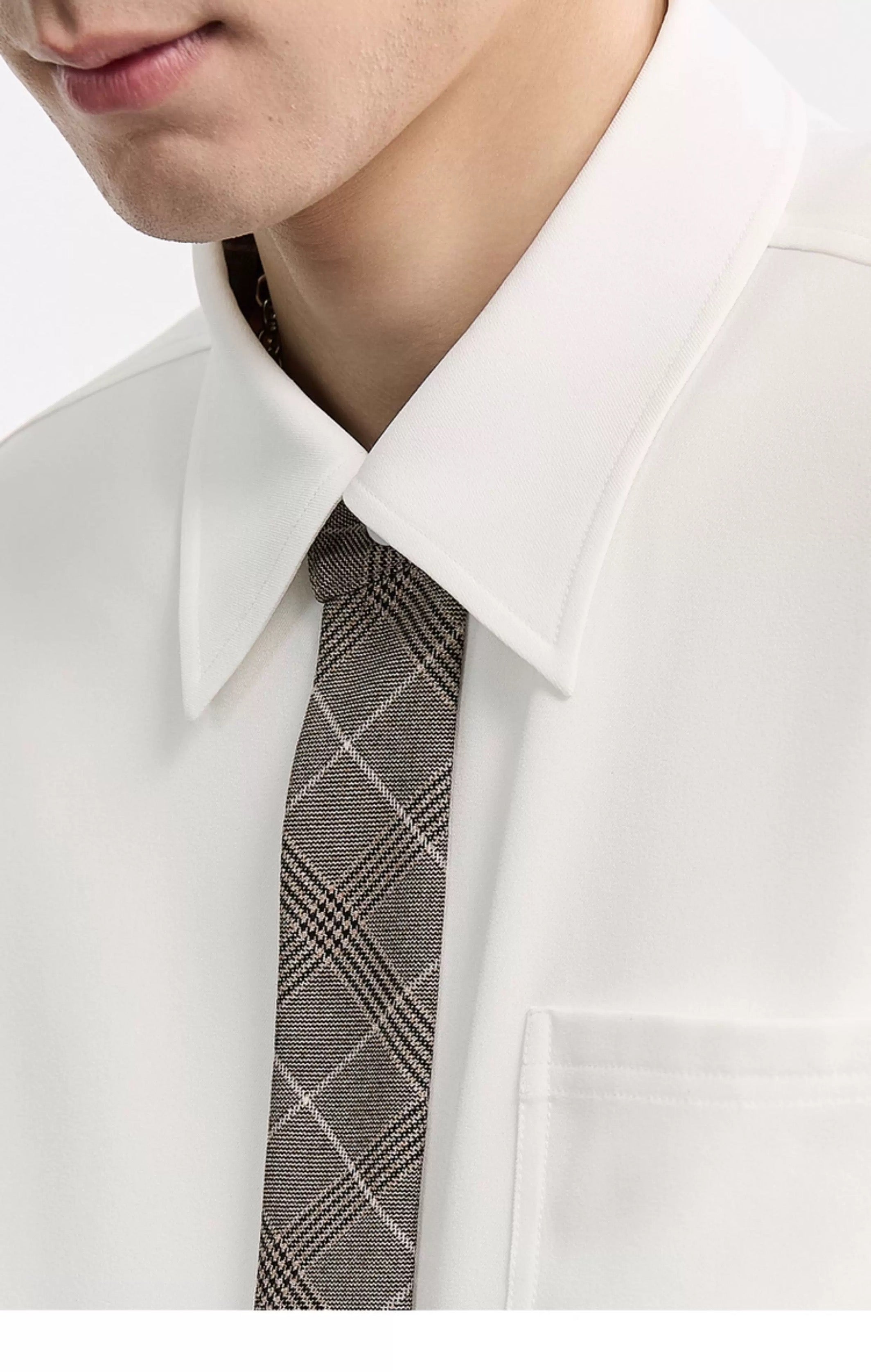 3-in-1 しわ防止＆カラーブロックシャツ - メンズ 秋冬 サーマル 長袖 トップス T0044