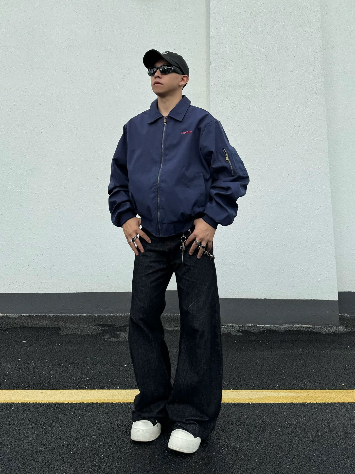 Men’s Embroidered Warhorse Letterman Bomber Jacket – American Street Vintage Flight Jacket T0065