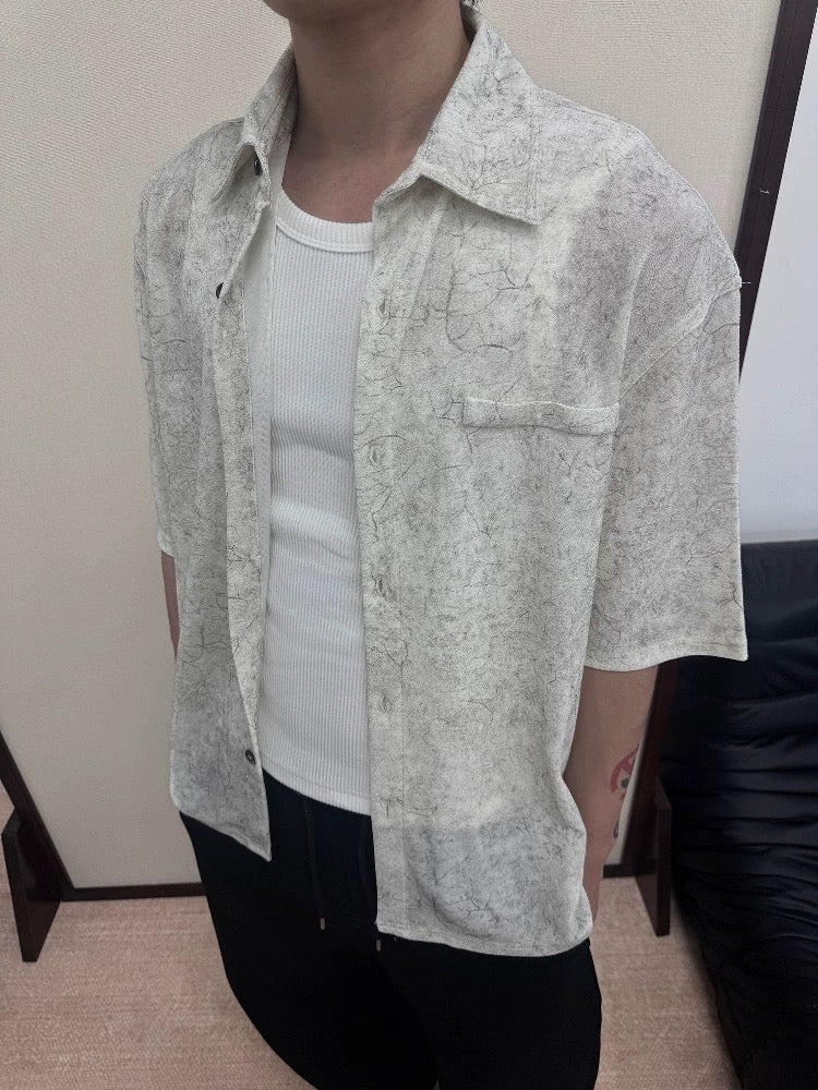 [TERRAINCO] TEXTURE RELAXED COLLAR SHIRT J0135