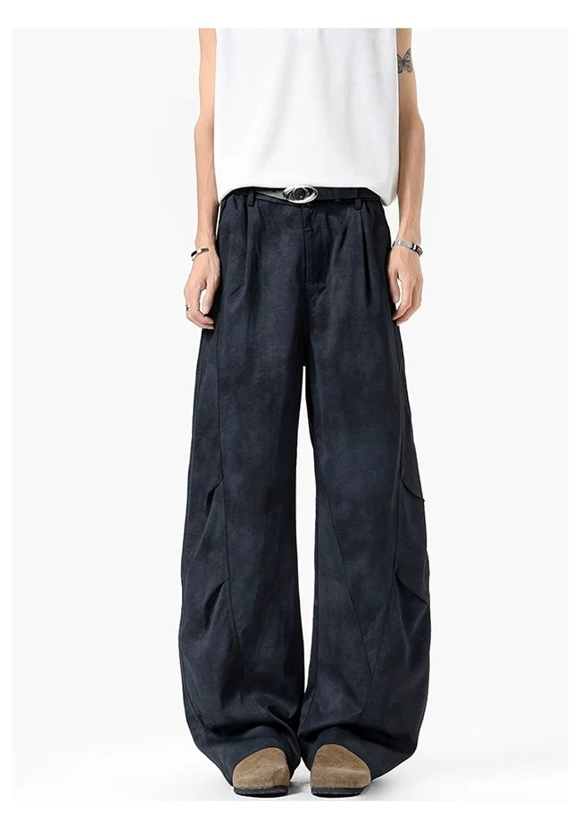 Wrinkled Washed Cargo Pants – American Vintage Dirty Dye Workwear Trousers B0048