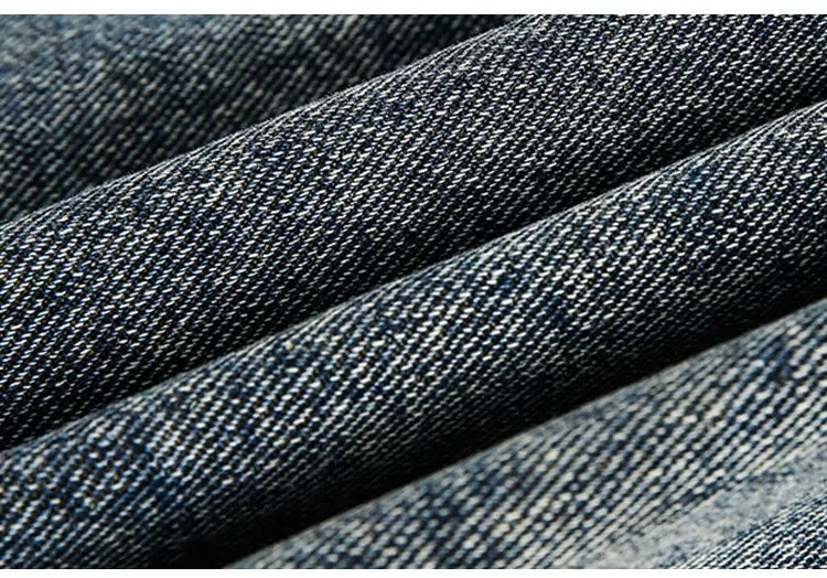 Men’s Vintage Washed Denim Jacket – American Retro Distressed Streetwear Outerwear T0046