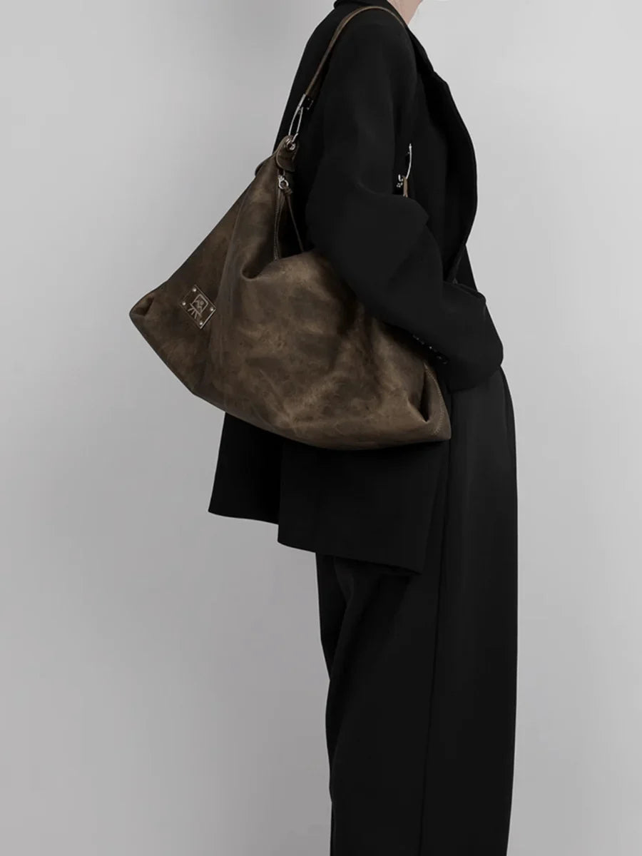 [LUCKYSTUDIO]LARGE SOFT LEATHER SHOULDER CROSSBODY BAG A0038