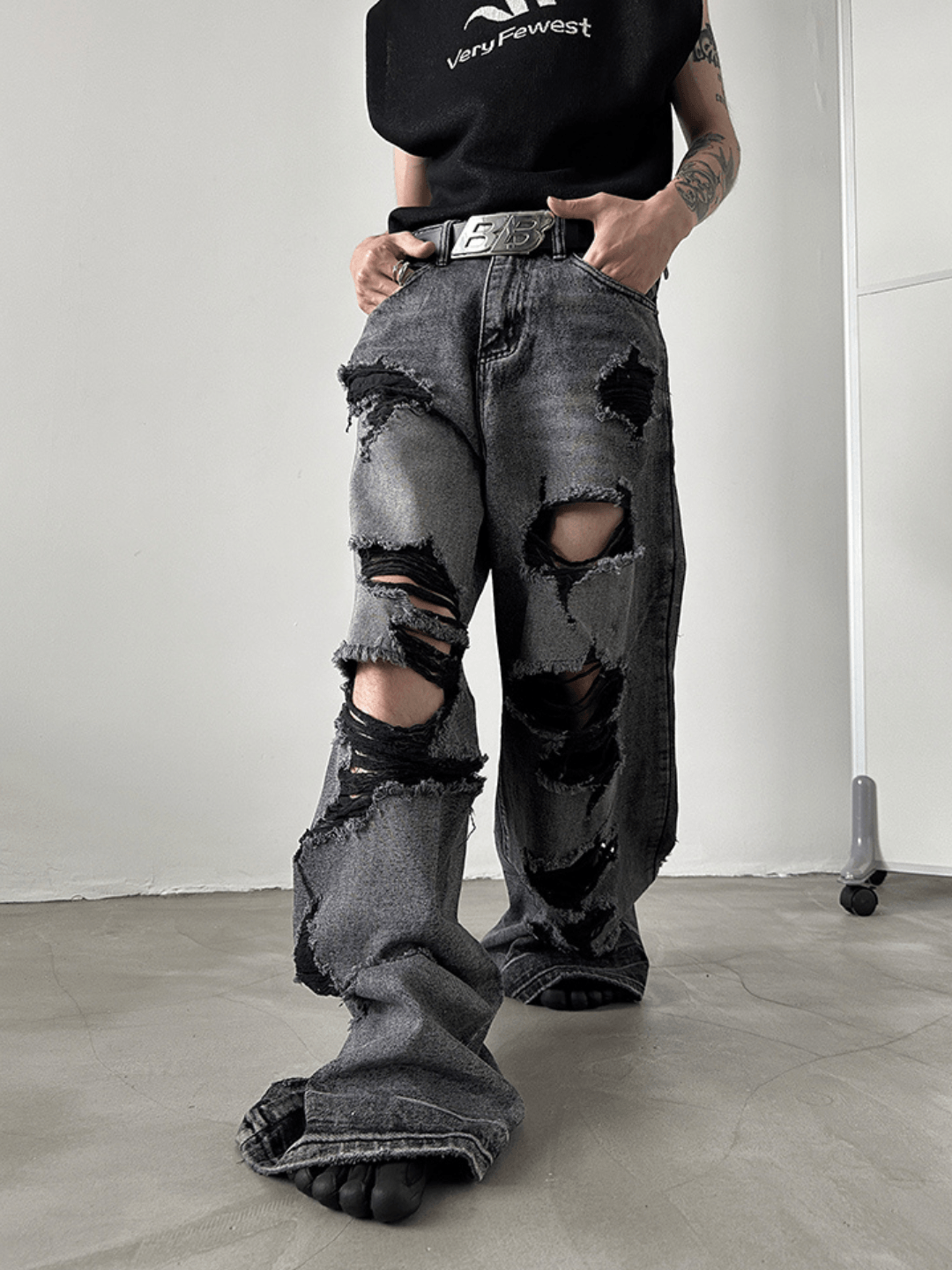 wash wide leg jeans B0126