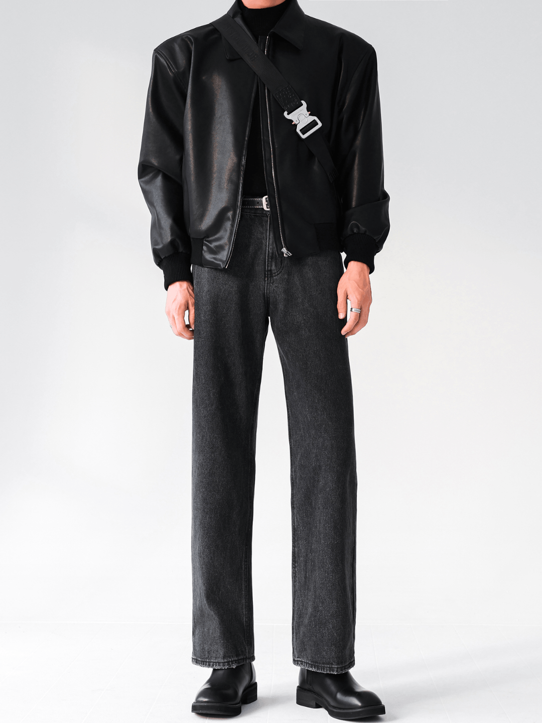 [HOHO] Dumb black leather jacket T0165