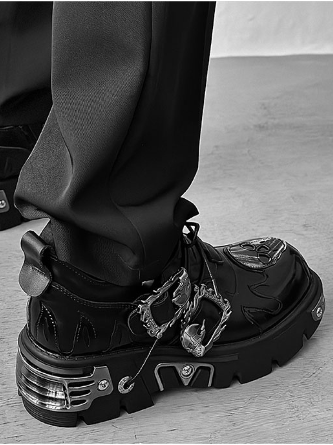 Punk Metal Leather Shoes S047