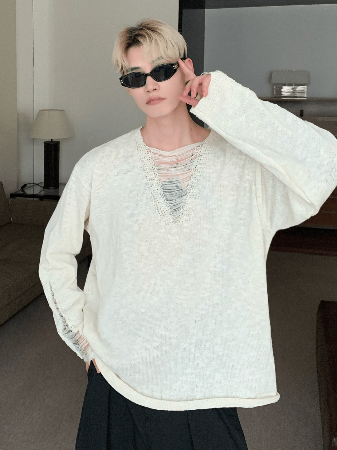 [CUIBUJU] V-neck loose trend within shirt J0115