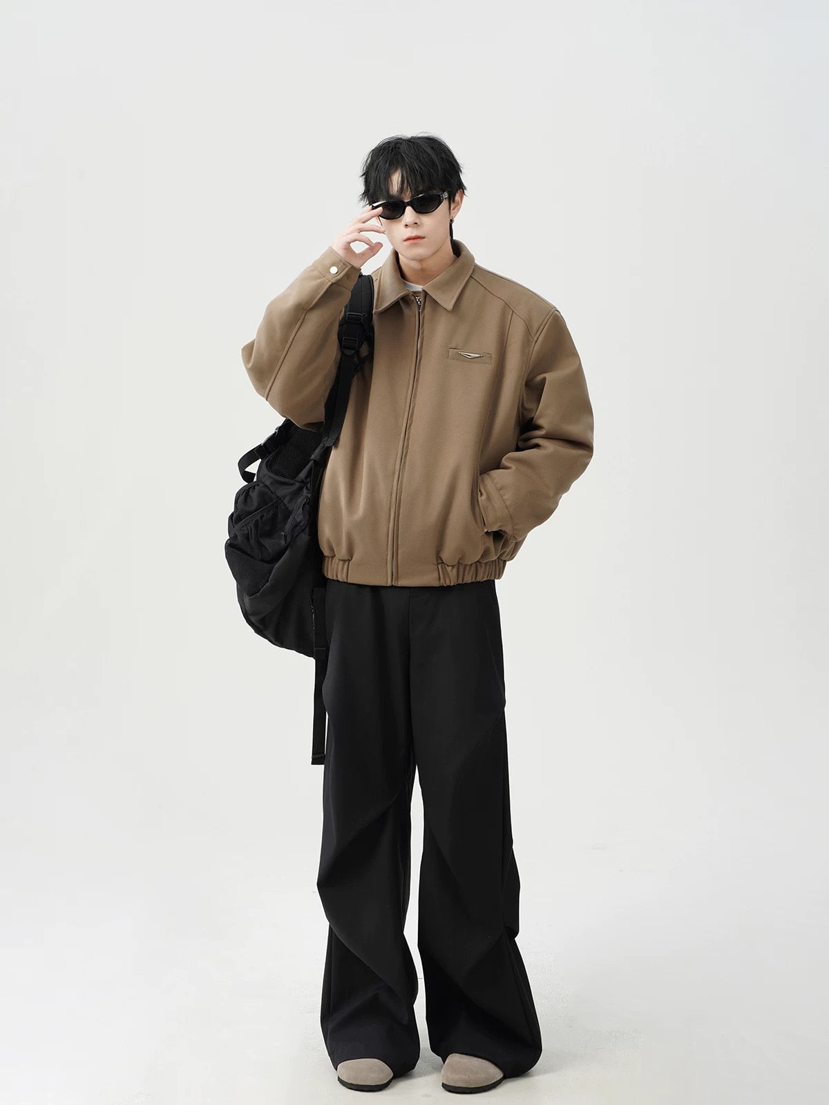 Chaqueta acolchada vintage americana – Abrigo retro de algodón con cuello vuelto para hombre T0022