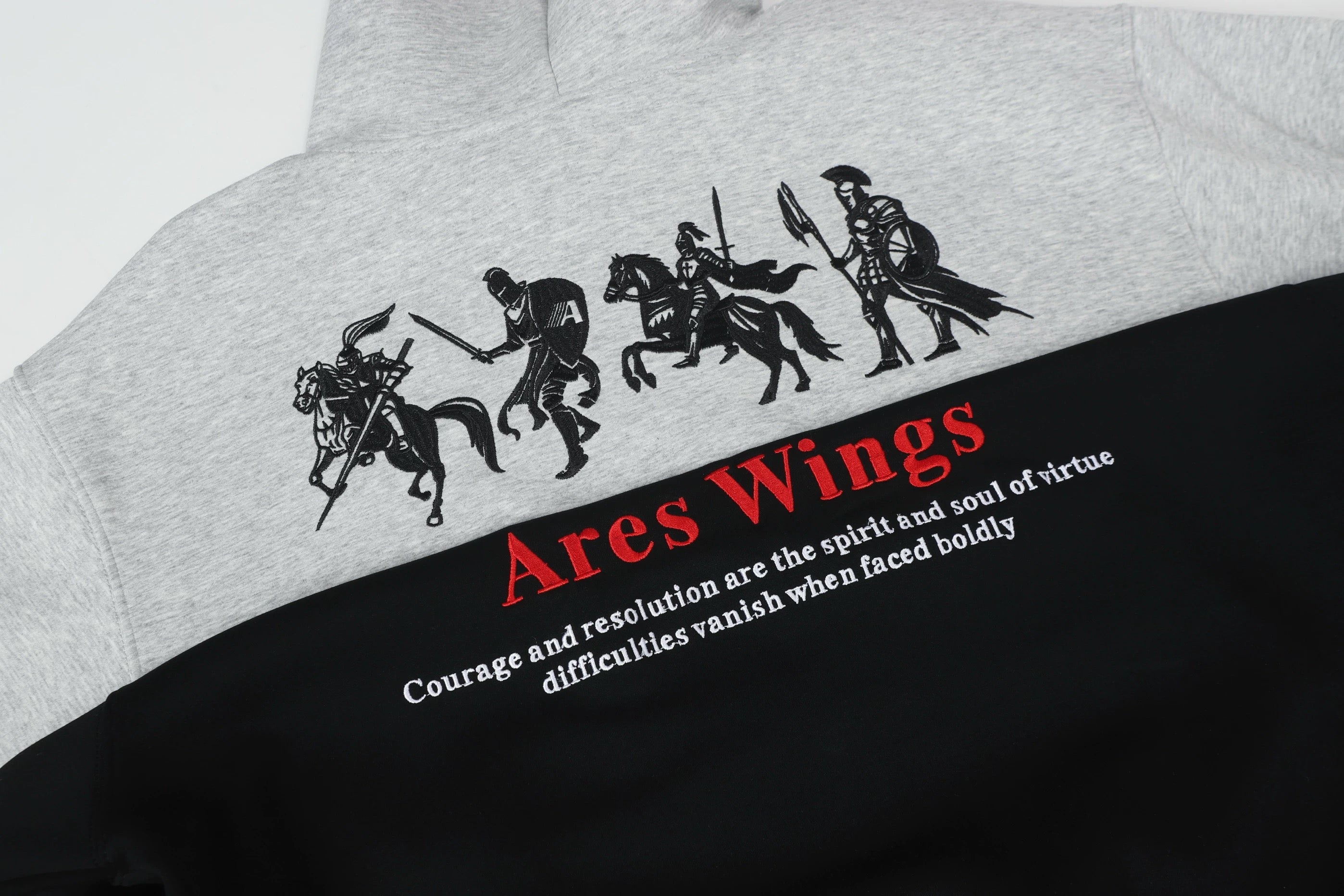 Men’s Embroidered Warhorse Hoodie – American Retro Street Pullover Sweatshirt S0046