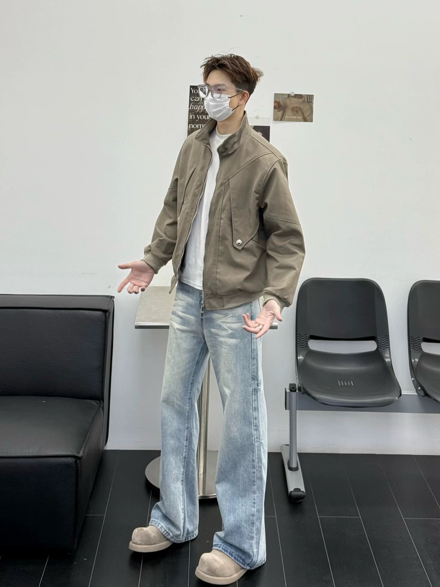 Men’s Stand Collar Jacket – Minimal Clean Fit Streetwear Outerwear T0166