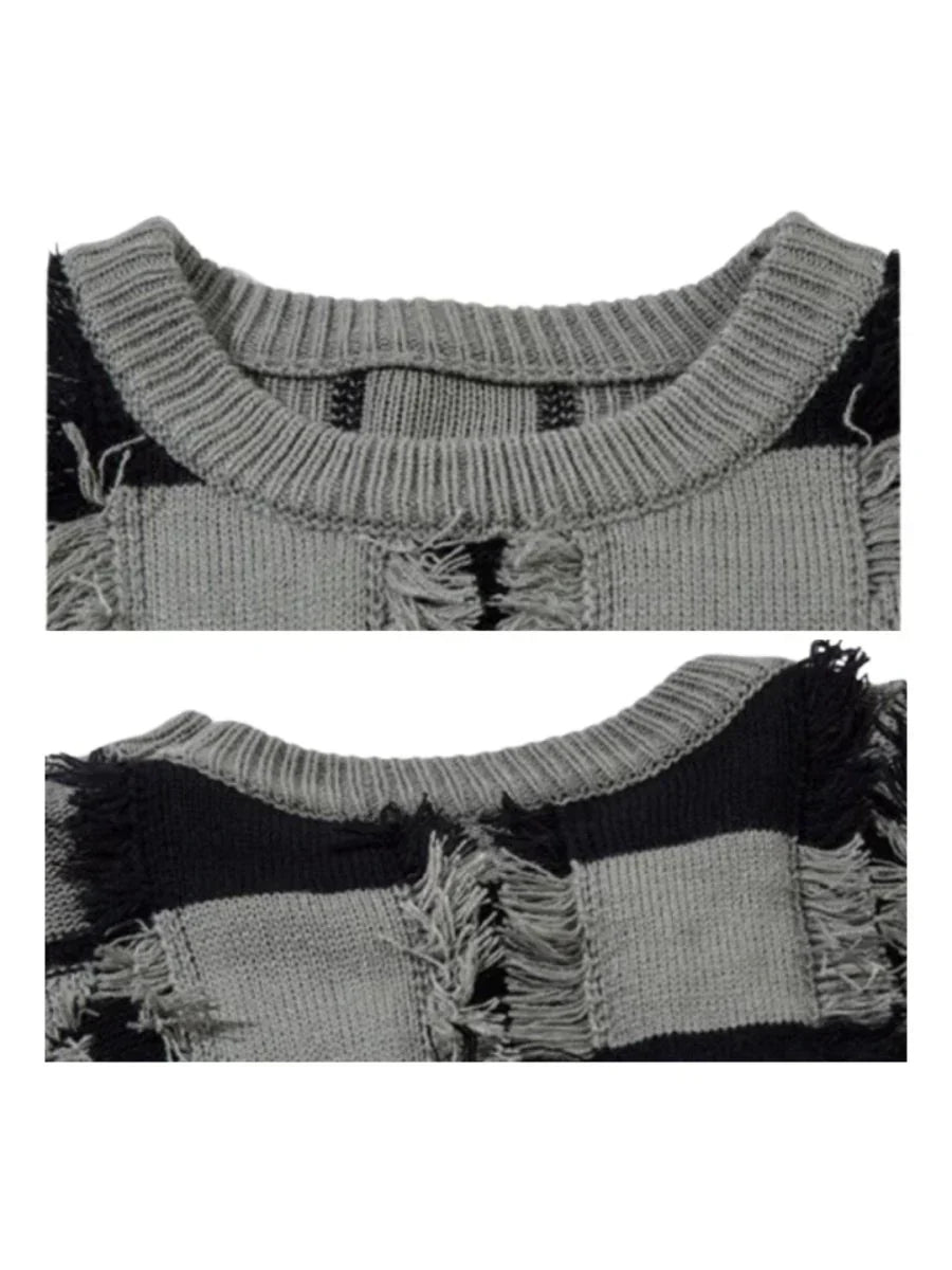 [MZ] HOLES STRIPED CASUAL KNITWEAR S0184