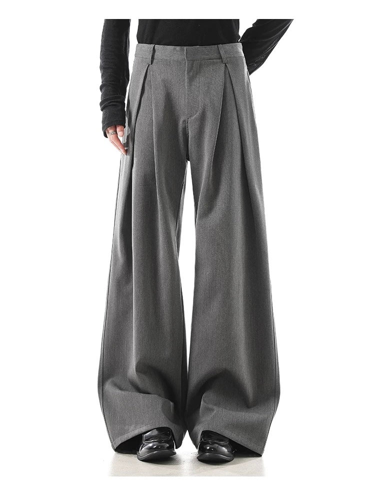 Structured Drape Suit Trousers – High-Street Minimalist Straight-Leg Pants B0041