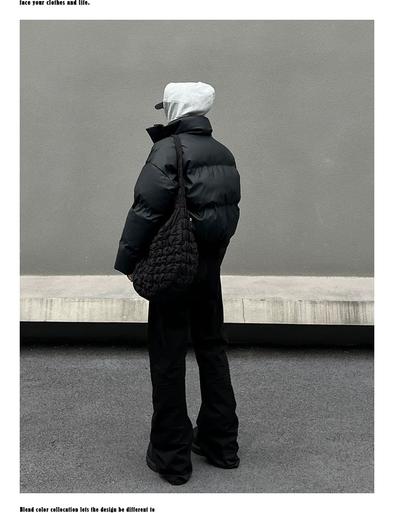 Chaqueta acolchada corta de corte limpio para hombre – Abrigo de invierno American Minimal Street T0148