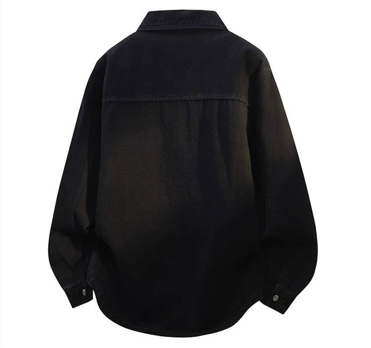 Men’s Vintage Distressed Denim Jacket – American Retro Streetwear Outerwear S0058