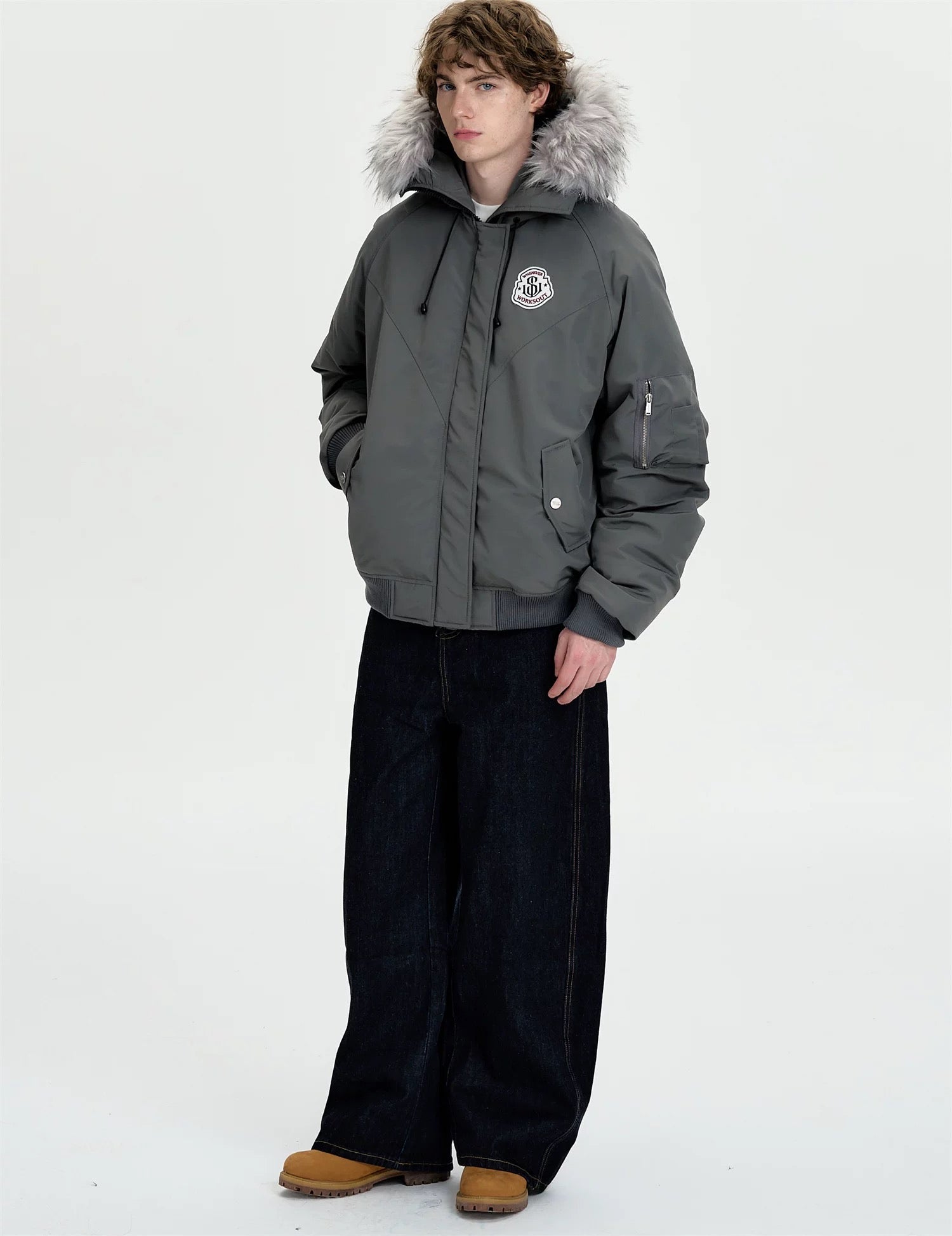 Detachable Fur Hooded Parka – Vintage American Winter Cotton Jacket T0030