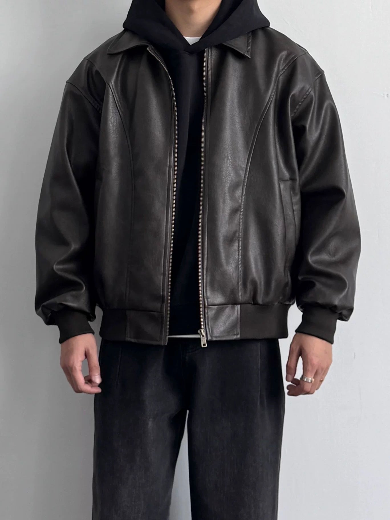 Matte Texture PU Leather Jacket - American Vintage Motorcycle Style for Men (Edgy Fall Casual Wear) T0032