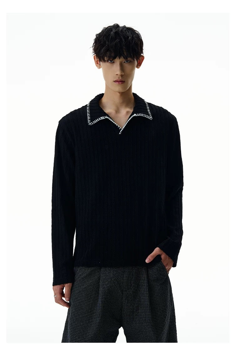Men’s Long-Sleeve Cotton Polo – Streetwear Style S0015