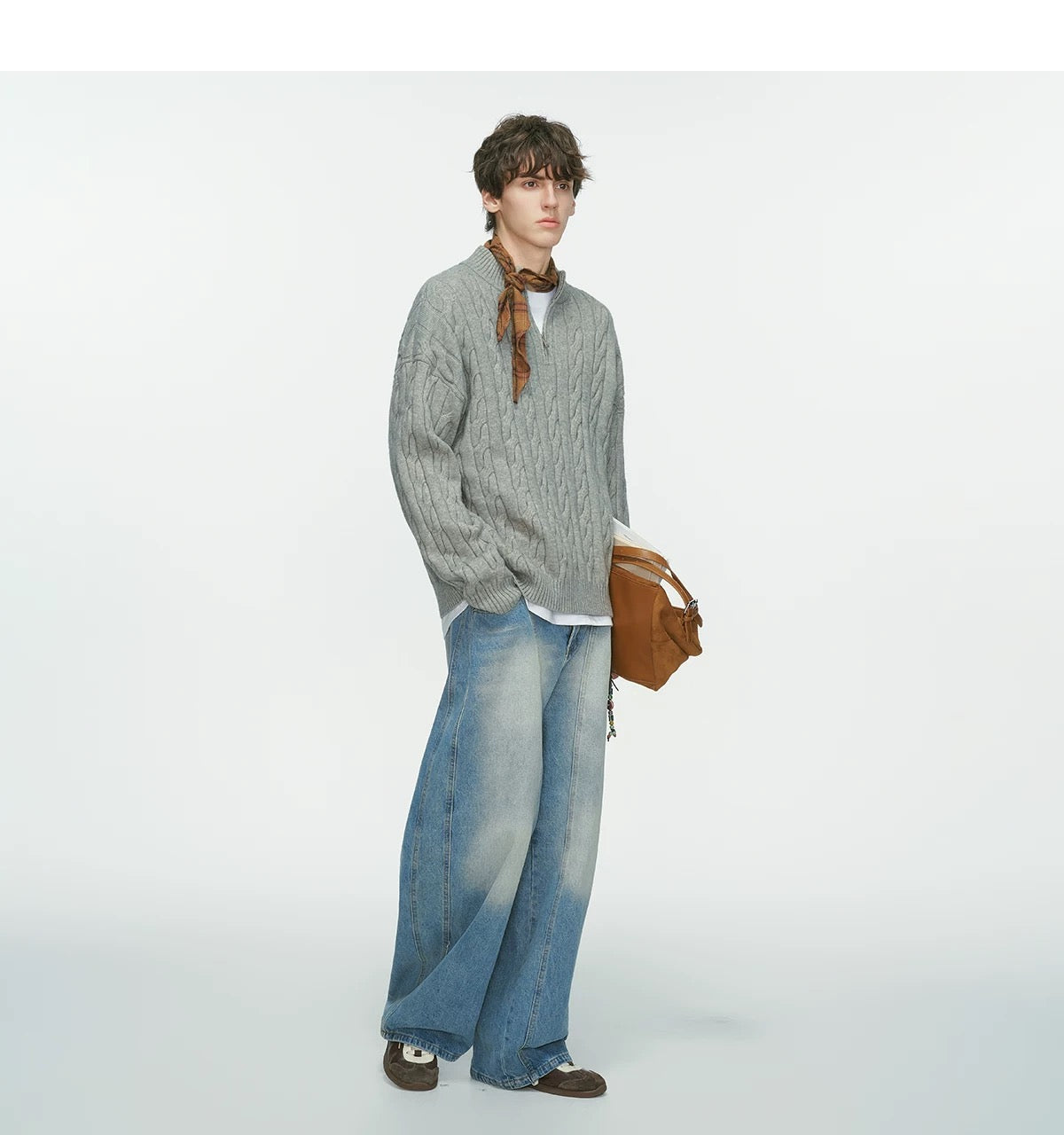 Men’s Old Money Half-Zip Cable Knit Sweater – Vintage Preppy Pullover Knitwear S0048