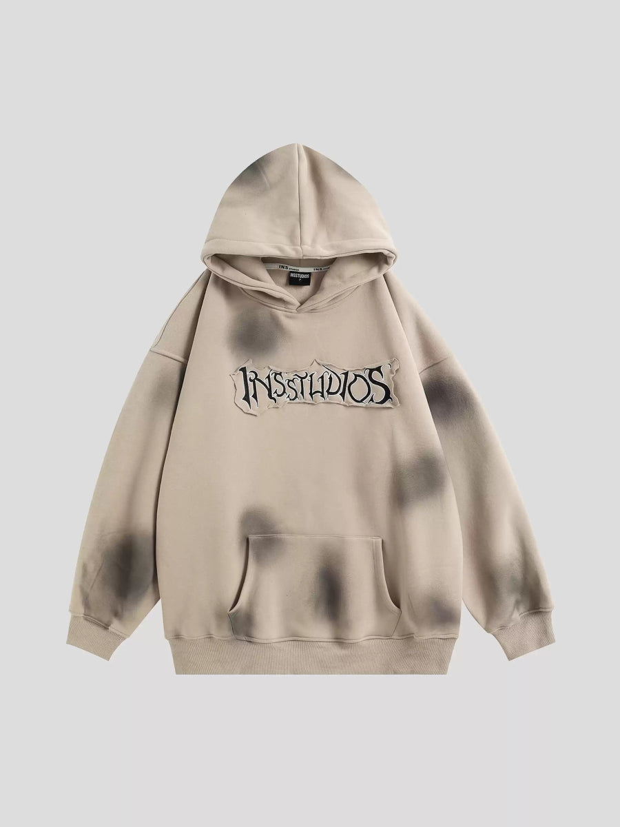 [INSstudios] SPRAY PAINT LOGO LOOSE HOODIE S0206