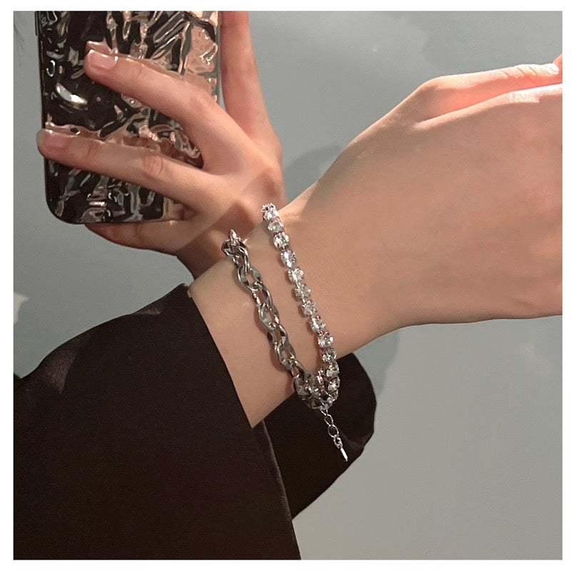 Pulsera de diamantes para hombre | Joyería minimalista de lujo estilo hip hop con diseño de diamantes de imitación O0004