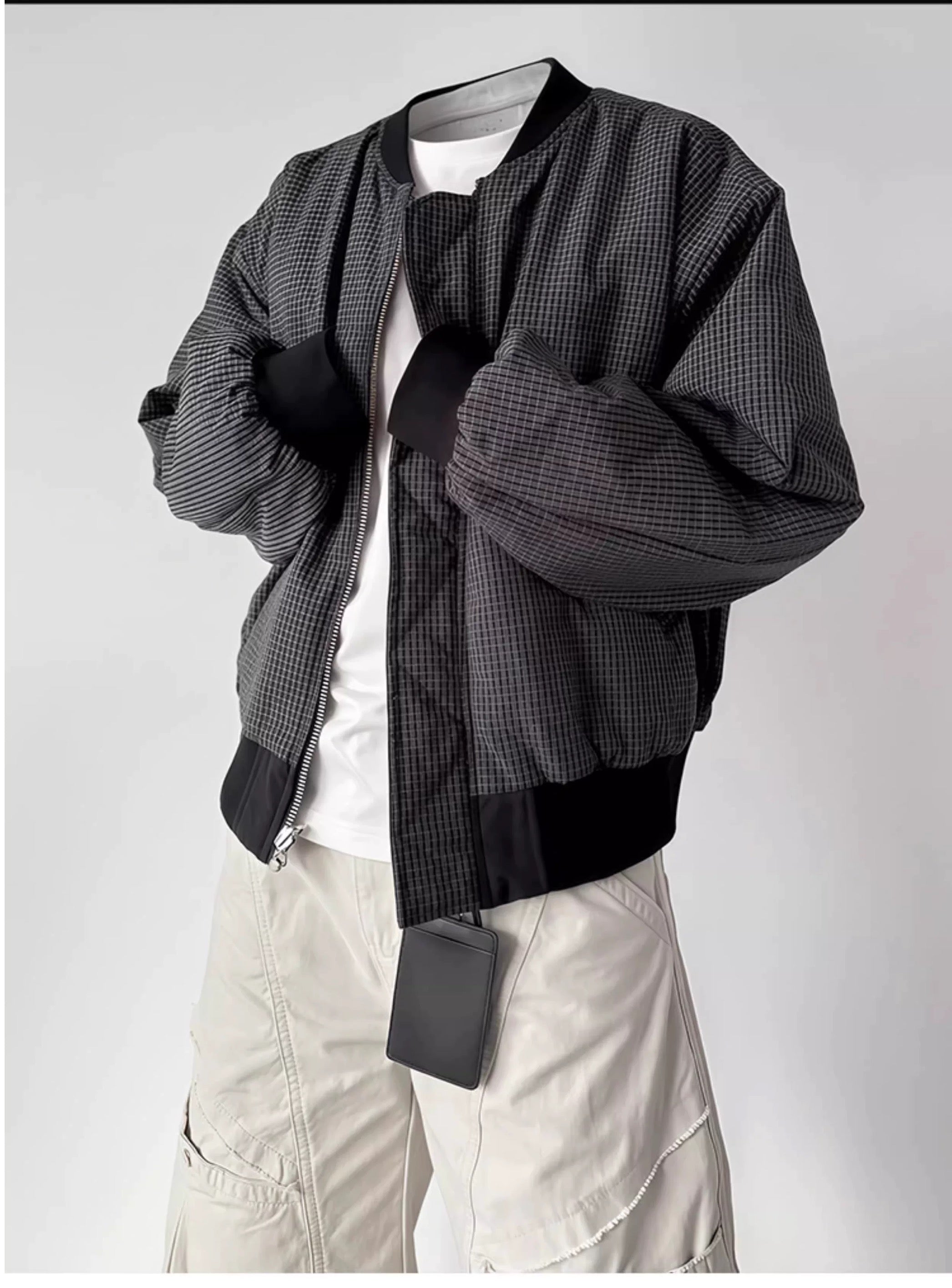 Reversible Plaid Jacket – American Vintage Two-Sided Streetwear Coat T0034