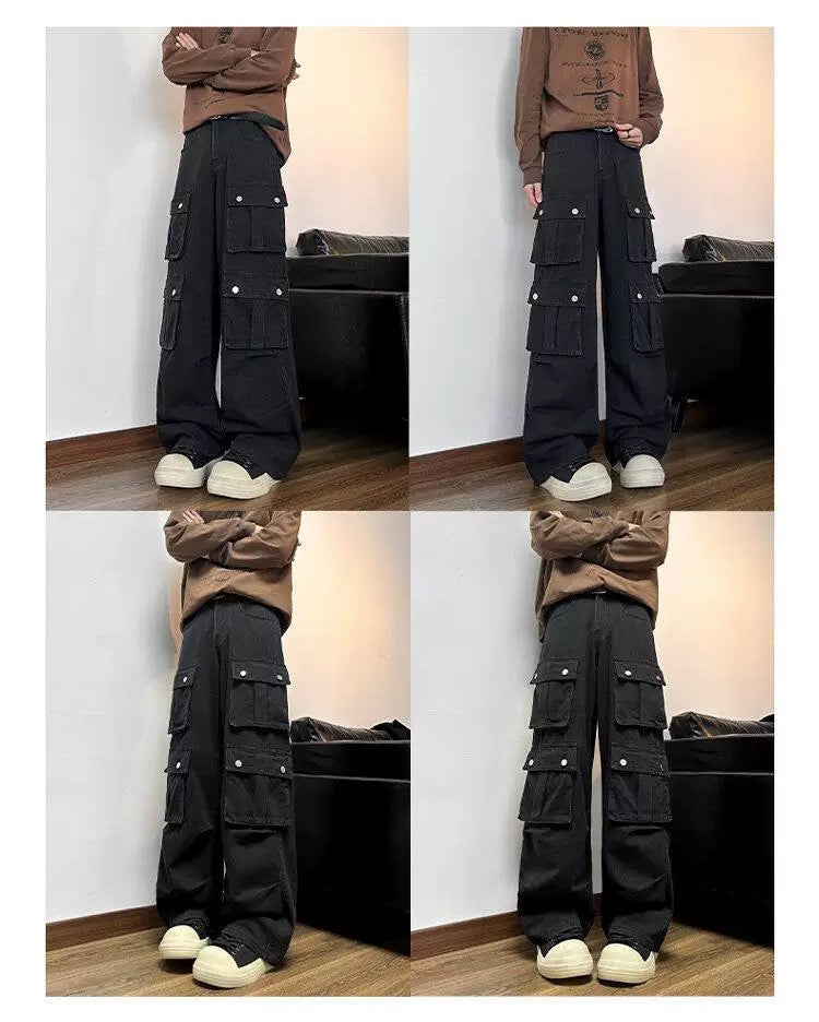 Men’s Multi-Pocket Cargo Pants – American Street Utility Workwear Trousers B0065