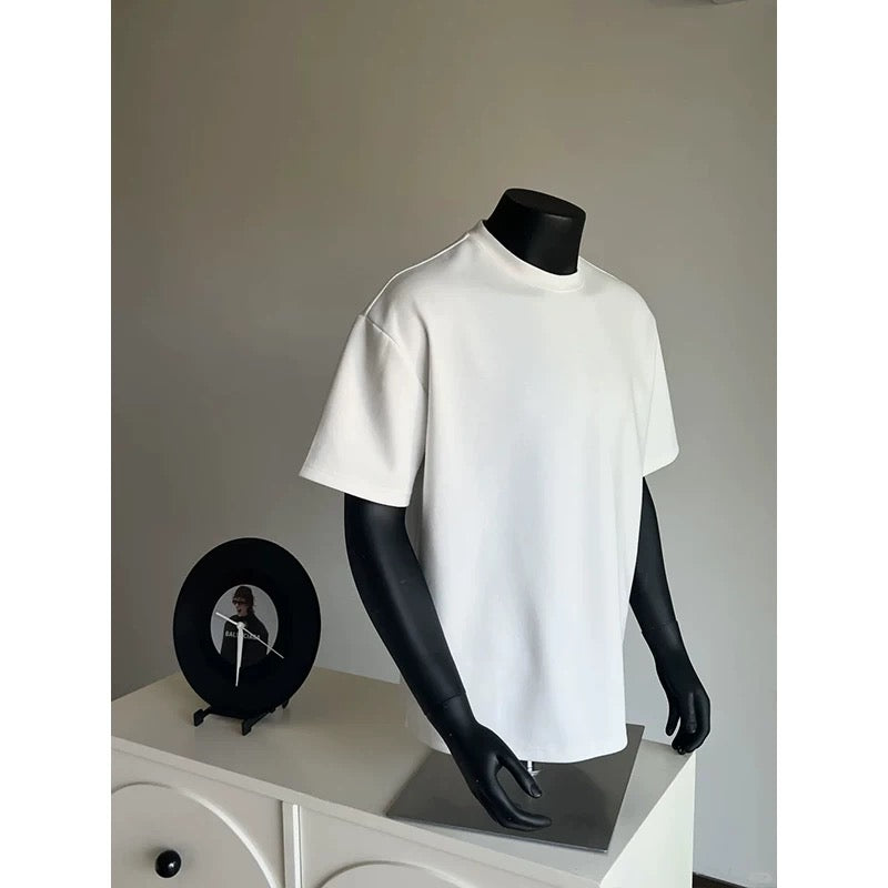 Camiseta blanca con hombros estructurados para hombre – Camiseta minimalista americana S0051