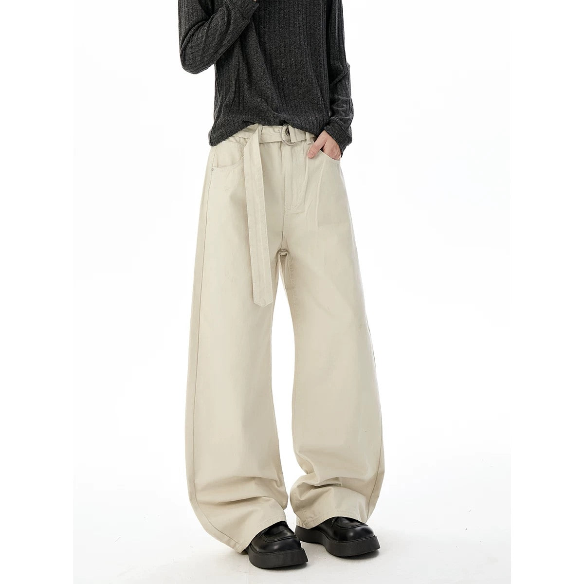 Men’s Vintage Clean Fit Cargo Pants – Loose Straight Utility Street Trousers B0067