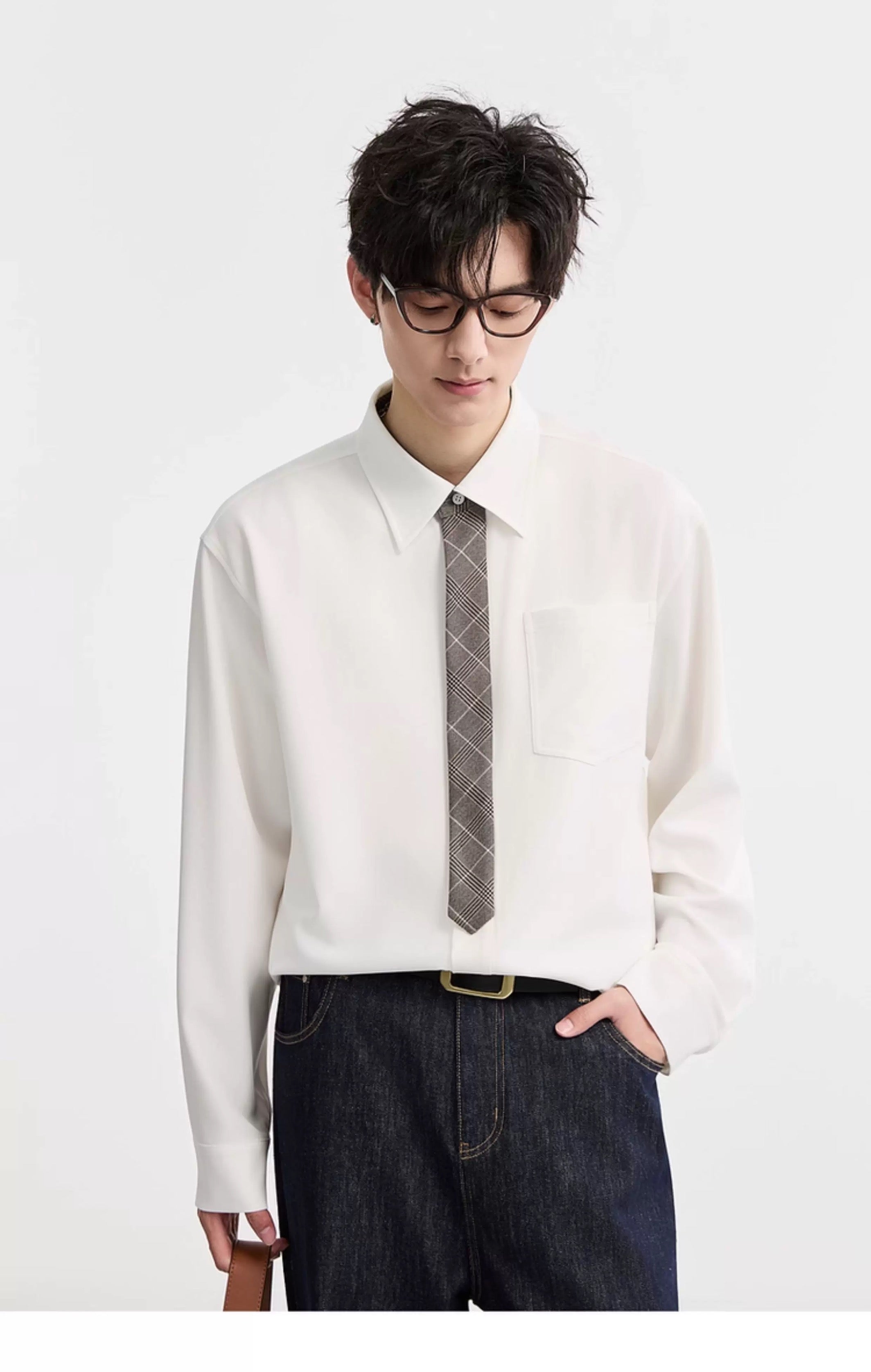 3-in-1 しわ防止＆カラーブロックシャツ - メンズ 秋冬 サーマル 長袖 トップス T0044