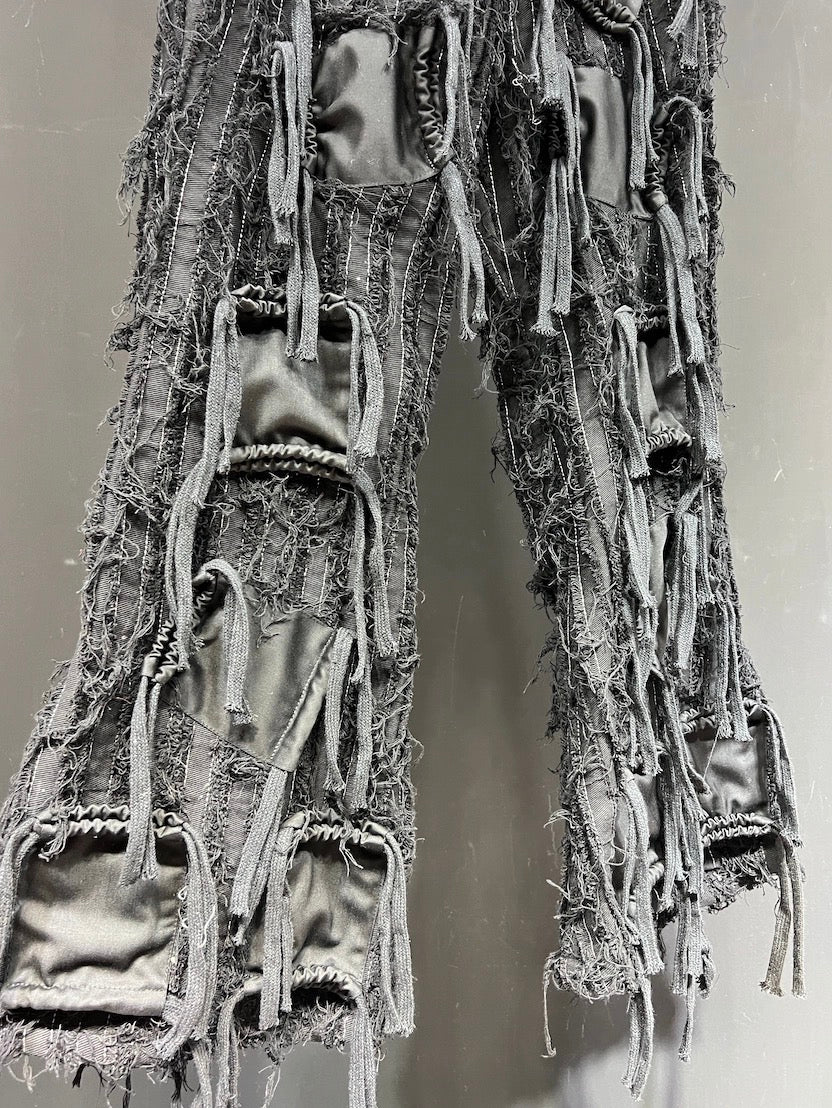 Men’s Original Design Heavywork Flared Cargo Pants Multi-Pocket Stacked Remake Trousers Streetwear B0098