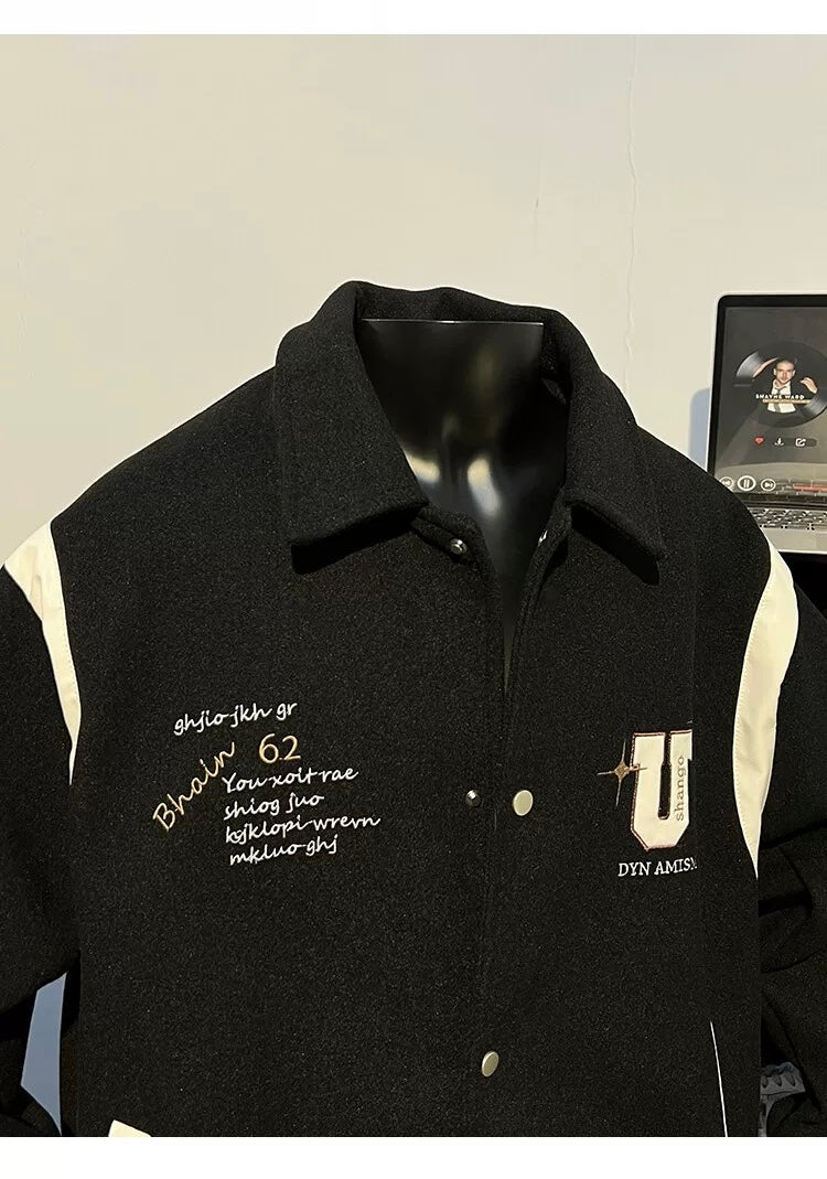 Chaqueta corta de lana – Prenda de abrigo vintage estilo urbano americano T0024