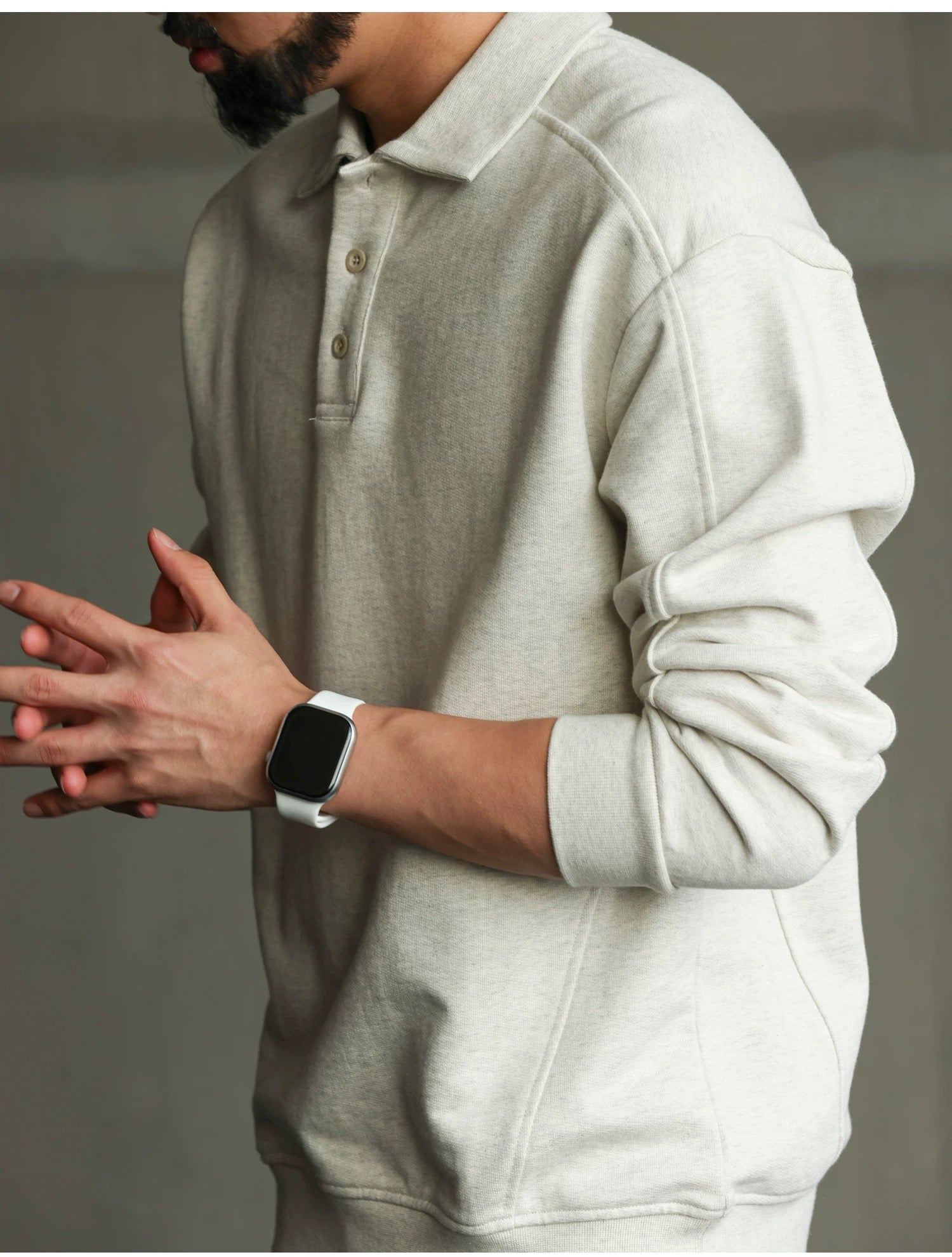 Men’s Long-Sleeve Cotton Polo – Streetwear Style S0017