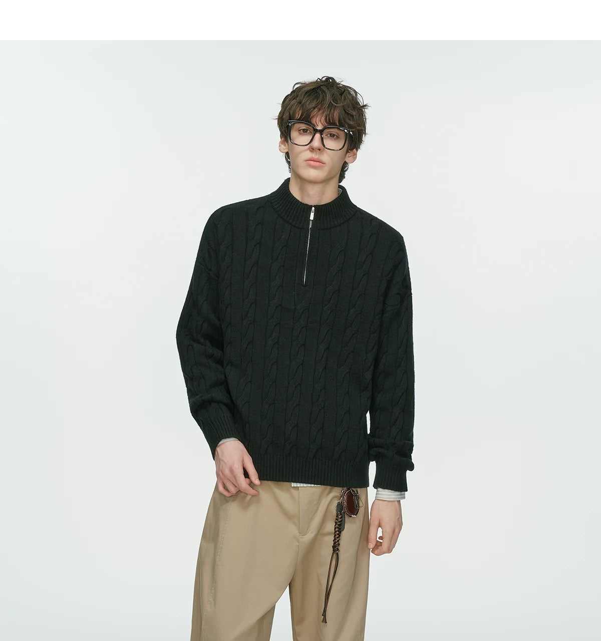 Men’s Old Money Half-Zip Cable Knit Sweater – Vintage Preppy Pullover Knitwear S0048