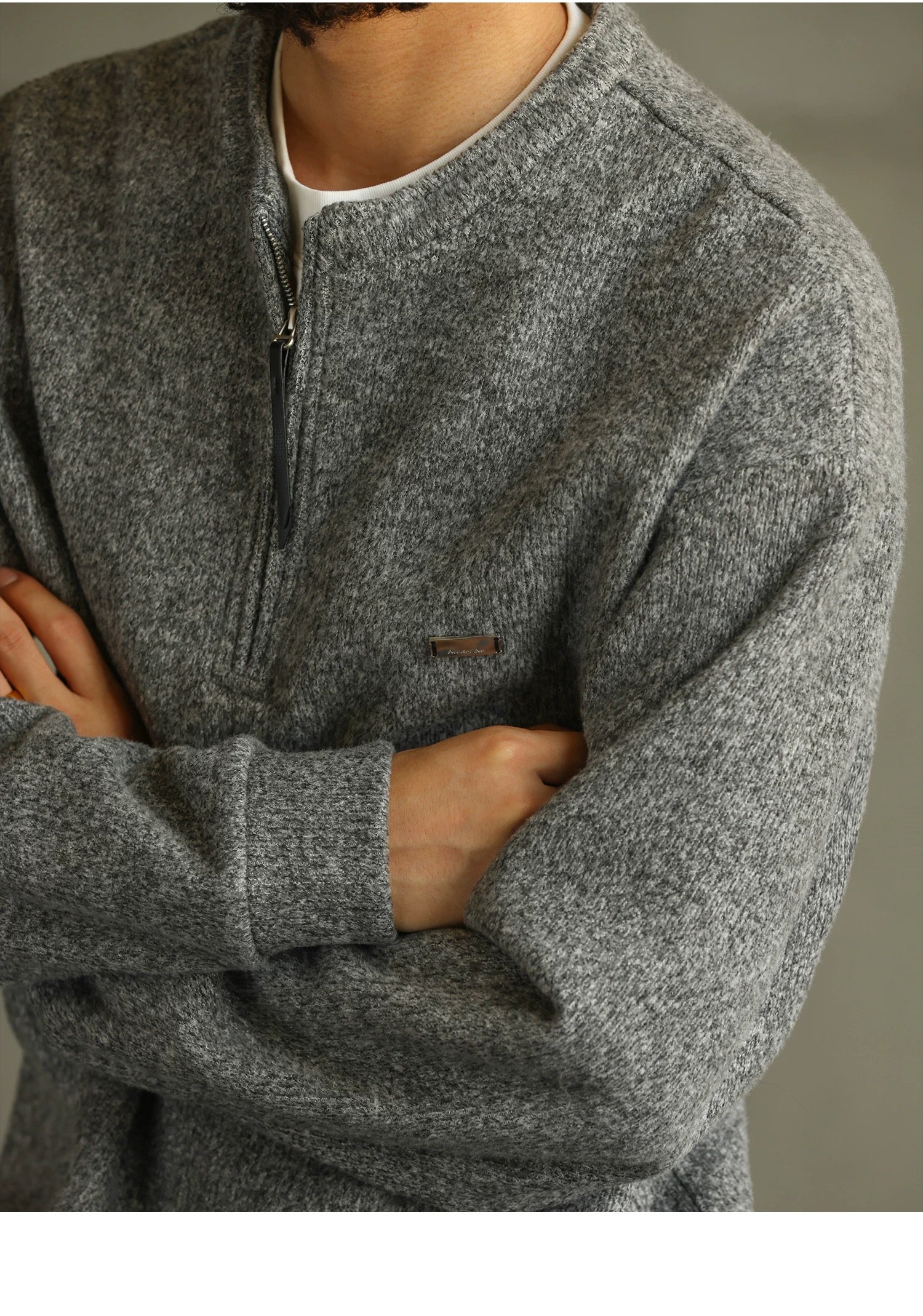 Men’s Zip-Up Knit Cardigan Sweater S0022