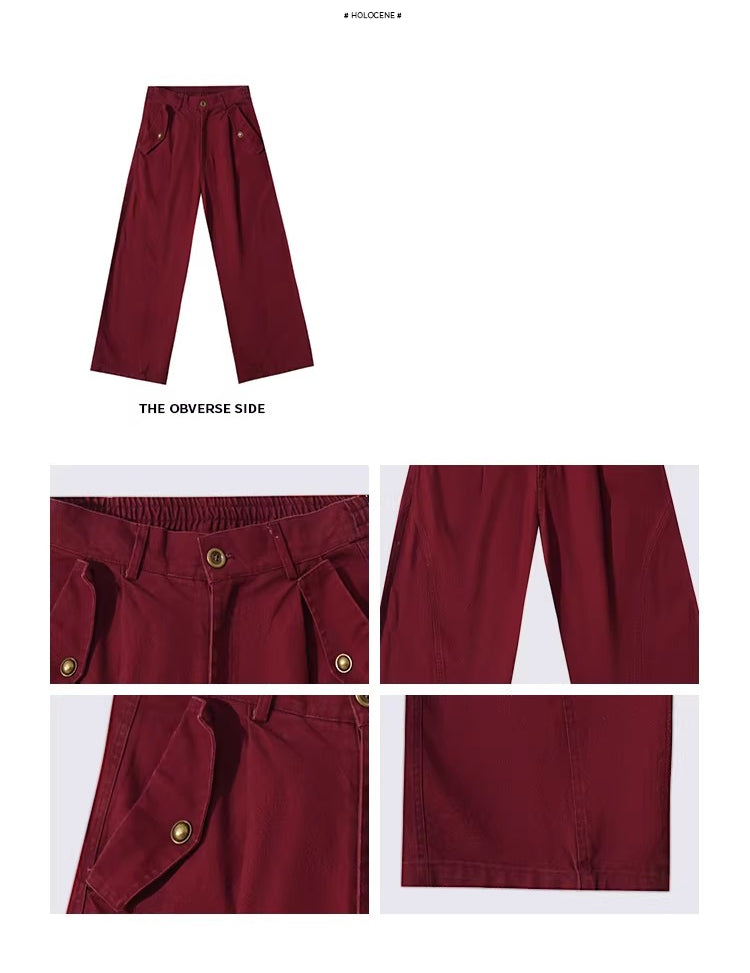 American High Street Red Lapel Jacket Jeans  Set FFF0291