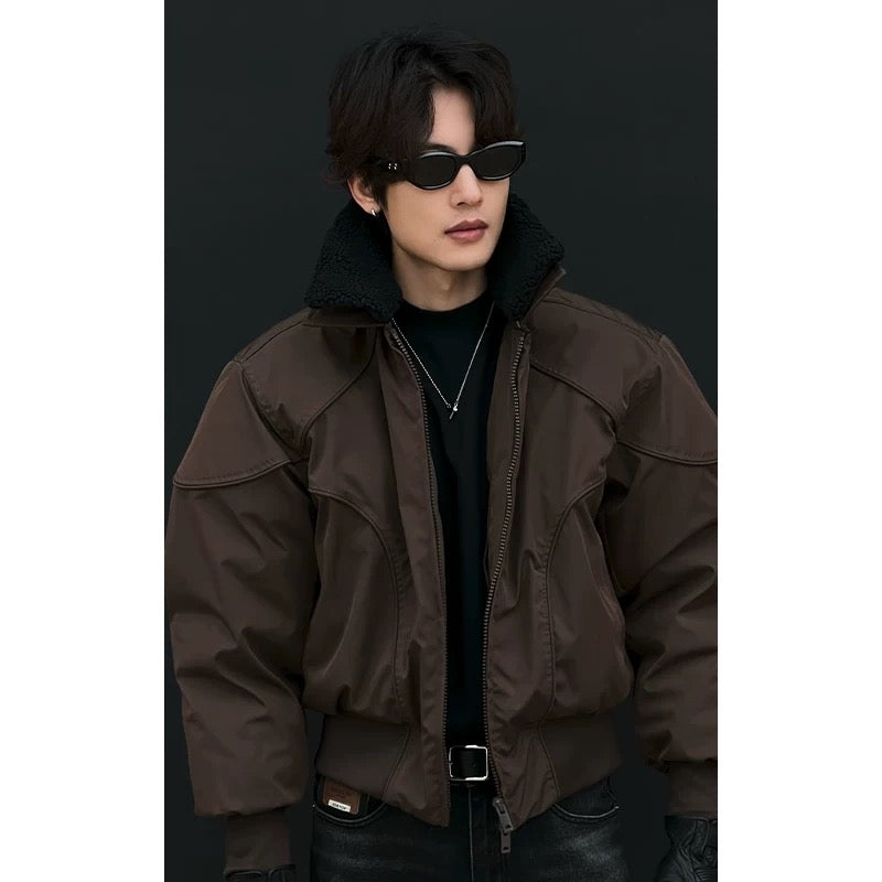 Chaqueta corta retro con cuello desmontable para hombre T0019