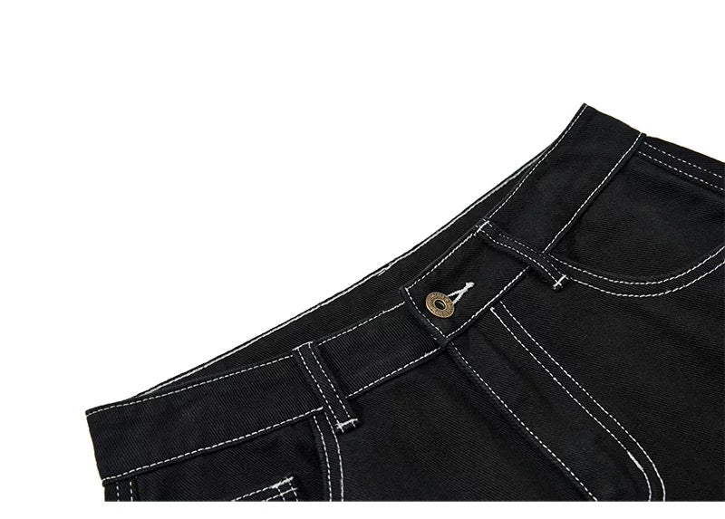 American Curved Wide-Leg Streetwear Trousers B0085