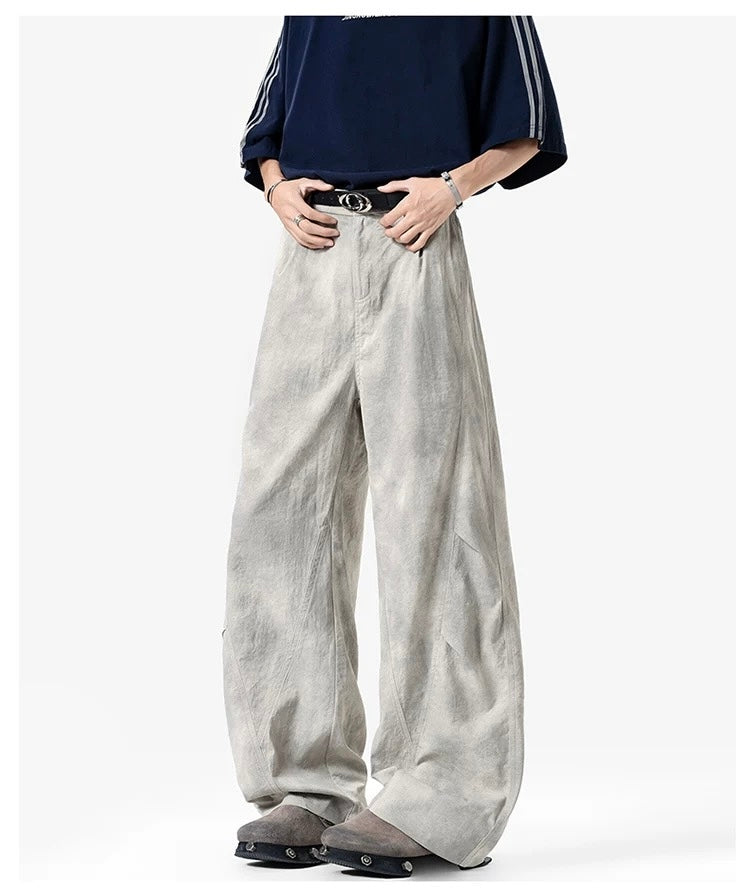 Wrinkled Washed Cargo Pants – American Vintage Dirty Dye Workwear Trousers B0048