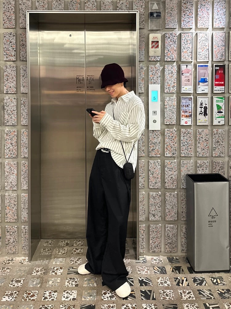 Striped Seersucker Shirt – American Vintage Textured Casual Shirt for Men S0028