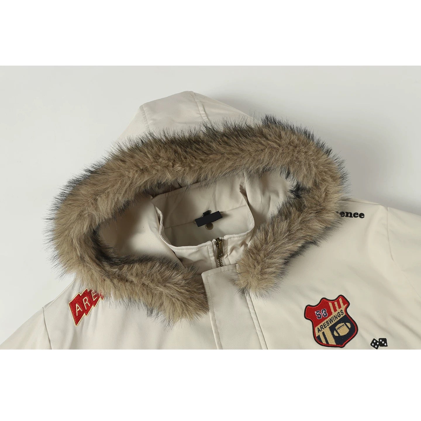 American Vintage Embroidered Badge Padded Jacket – Retro Streetwear Cotton Coat T0028