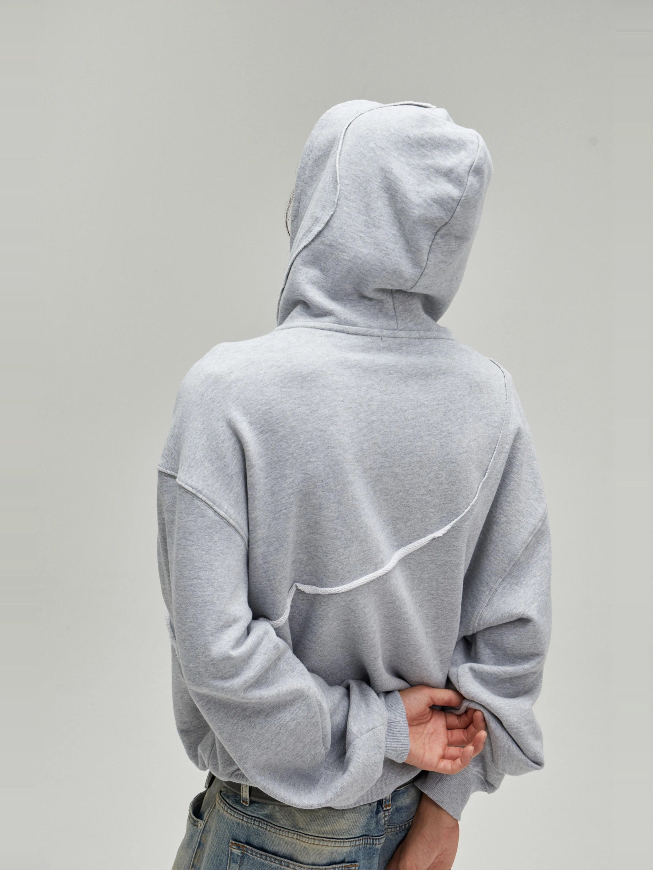 [FLAT ROOM] ASYMMETRIC BUTTON-UP HOODED SWEATSHIRT S0211