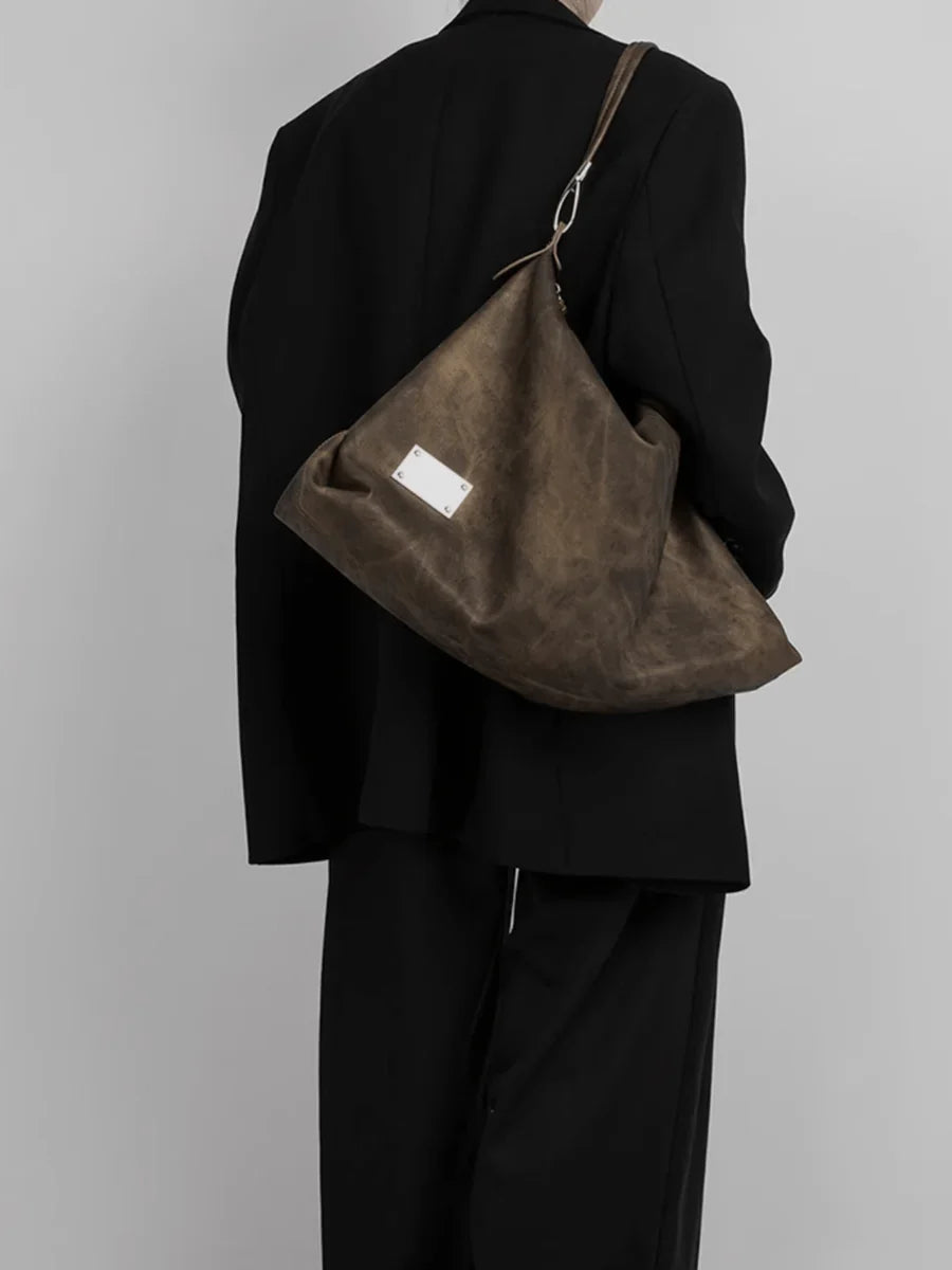 [LUCKYSTUDIO]LARGE SOFT LEATHER SHOULDER CROSSBODY BAG A0038