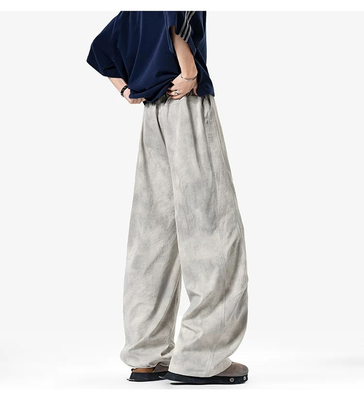 Wrinkled Washed Cargo Pants – American Vintage Dirty Dye Workwear Trousers B0048