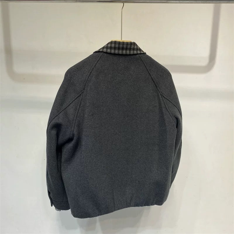 Chaqueta acolchada holgada de lana de oveja para hombre T0247