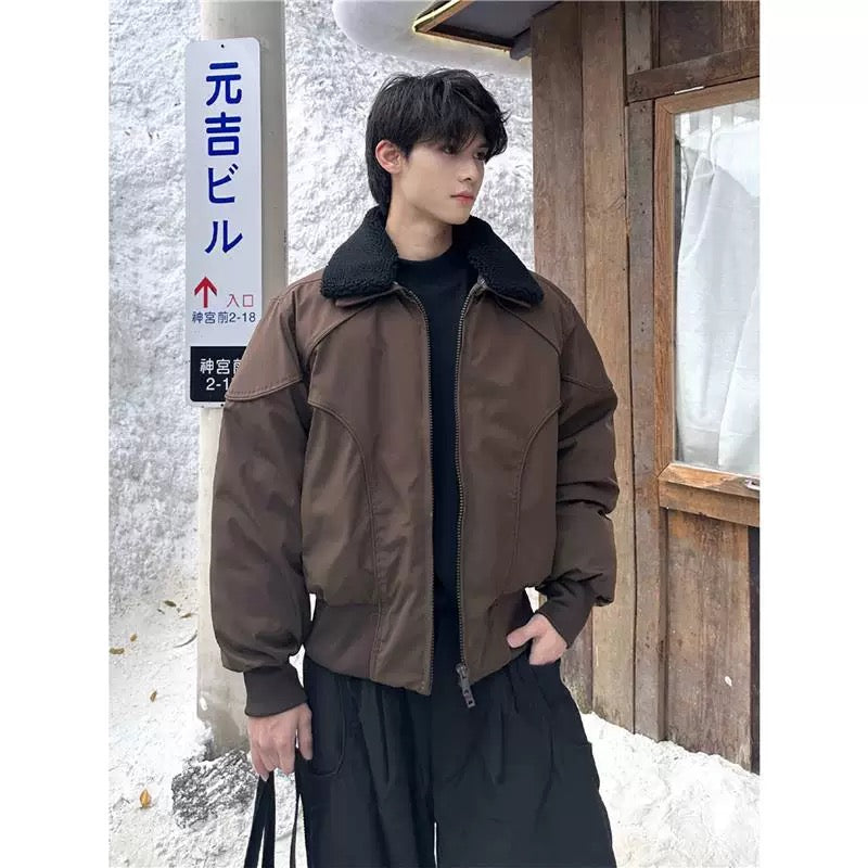 Chaqueta corta retro con cuello desmontable para hombre T0019