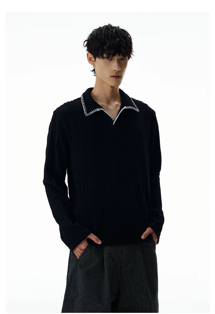 Men’s Long-Sleeve Cotton Polo – Streetwear Style S0015