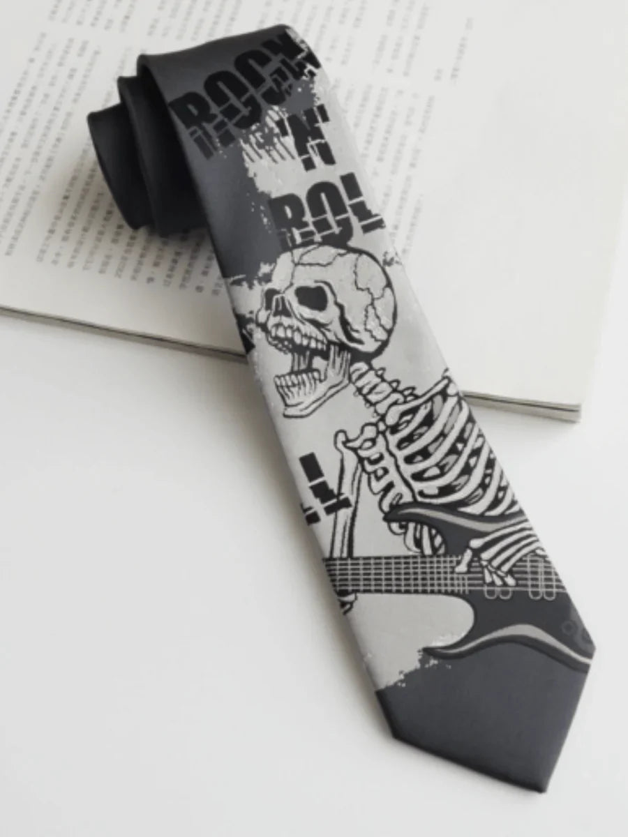 DARK GRAY SKULL TIE TREND A0037