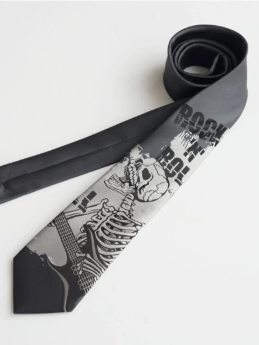 DARK GRAY SKULL TIE TREND A0037
