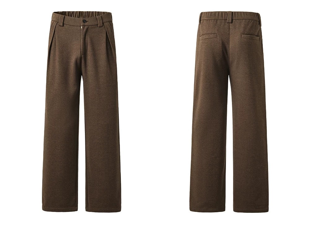 Men’s Wool Blend Straight-Leg Trousers – Soft Warm Casual Pants B0057